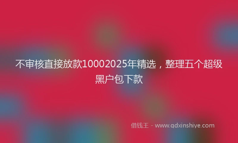 不审核直接放款10002025年精选，整理五个超级黑户包下款