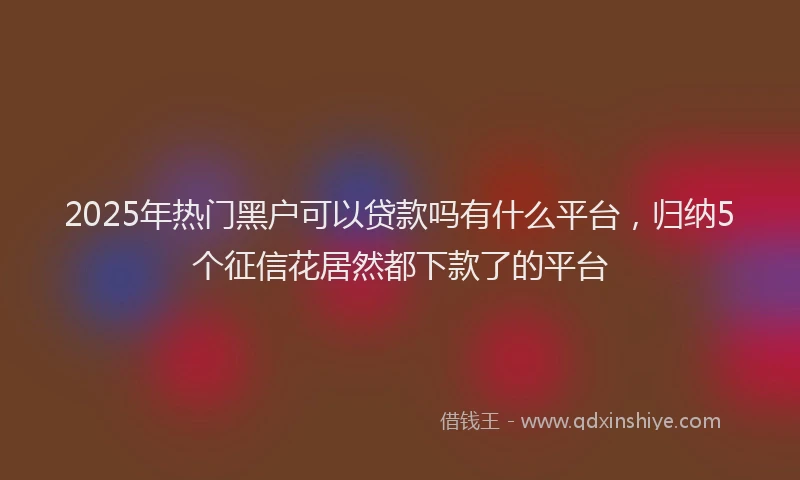 2025年热门黑户可以贷款吗有什么平台，归纳5个征信花居然都下款了的平台