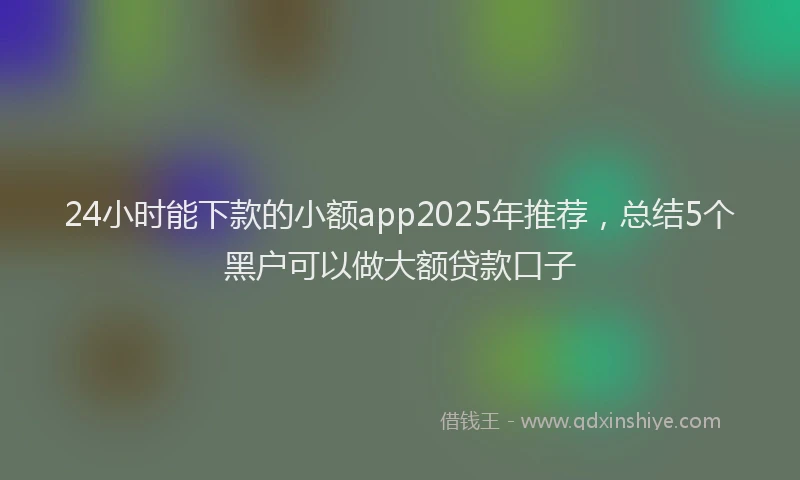 24小时能下款的小额app2025年推荐，总结5个黑户可以做大额贷款口子