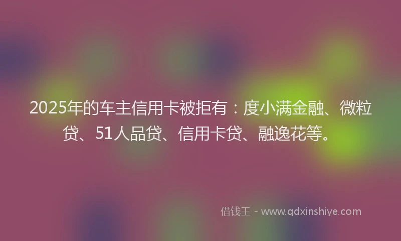 2025年的车主信用卡被拒有：度小满金融、微粒贷、51人品贷、信用卡贷、融逸花等。