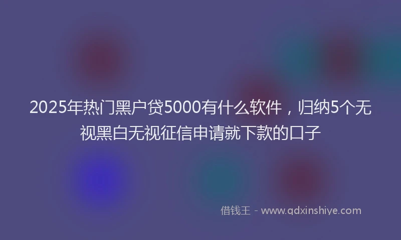 2025年热门黑户贷5000有什么软件，归纳5个无视黑白无视征信申请就下款的口子