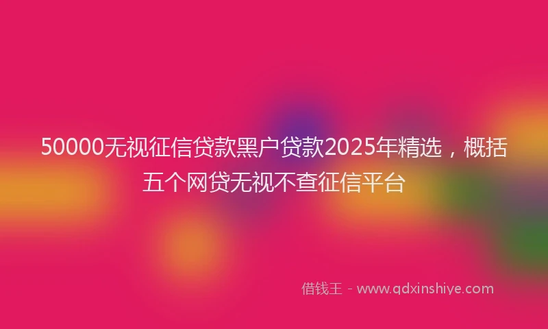 50000无视征信贷款黑户贷款2025年精选，概括五个网贷无视不查征信平台