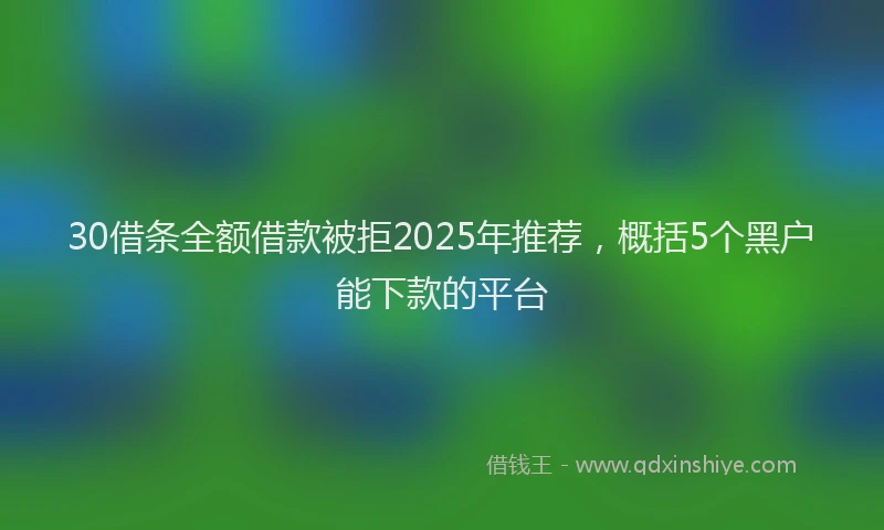 30借条全额借款被拒2025年推荐，概括5个黑户能下款的平台