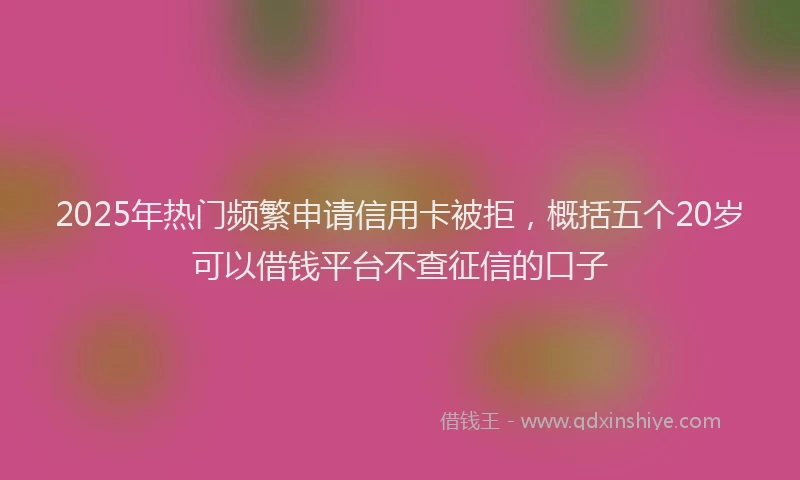 2025年热门频繁申请信用卡被拒，概括五个20岁可以借钱平台不查征信的口子