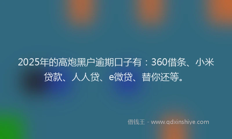2025年的高炮黑户逾期口子有：360借条、小米贷款、人人贷、e微贷、替你还等。