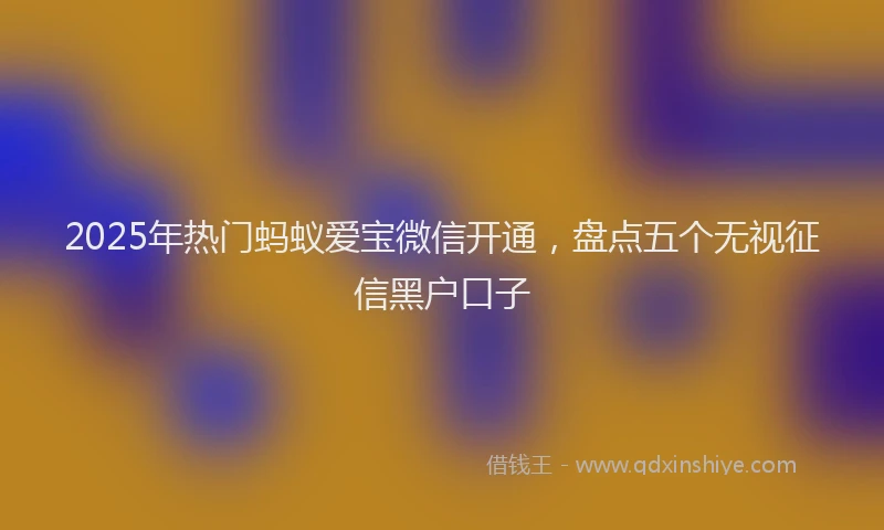 2025年热门蚂蚁爱宝微信开通，盘点五个无视征信黑户口子