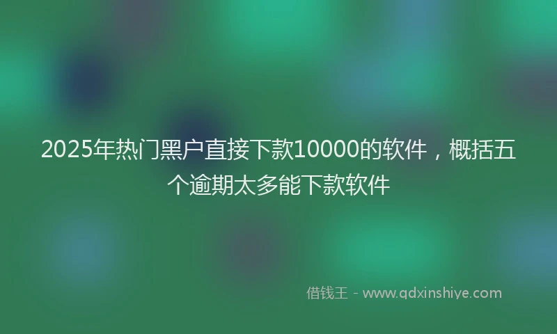 2025年热门黑户直接下款10000的软件，概括五个逾期太多能下款软件