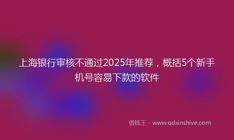 上海银行审核不通过2025年推荐，概括5个新手机号容易下款的软件