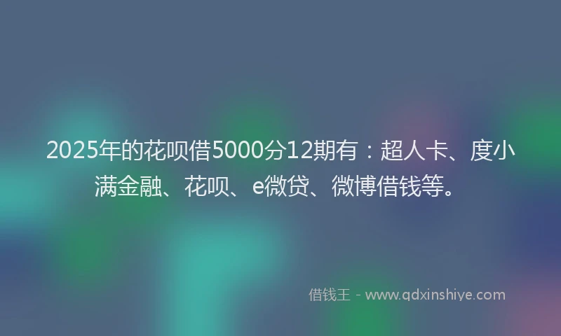 2025年的花呗借5000分12期有：超人卡、度小满金融、花呗、e微贷、微博借钱等。