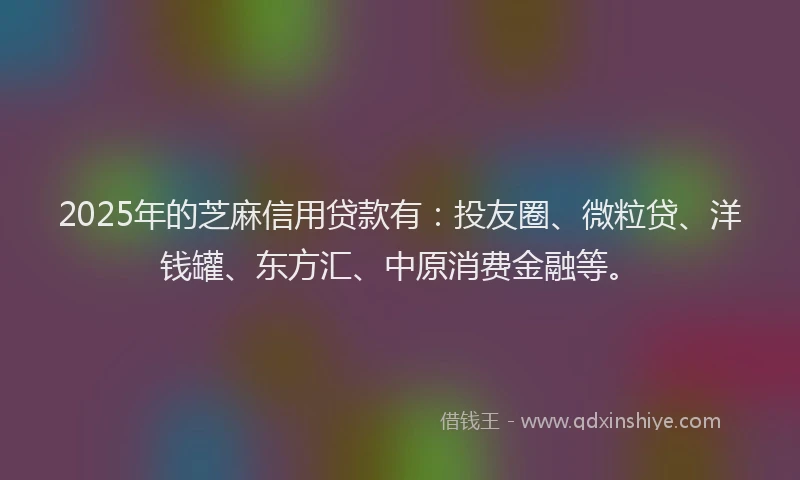 2025年的芝麻信用贷款有：投友圈、微粒贷、洋钱罐、东方汇、中原消费金融等。