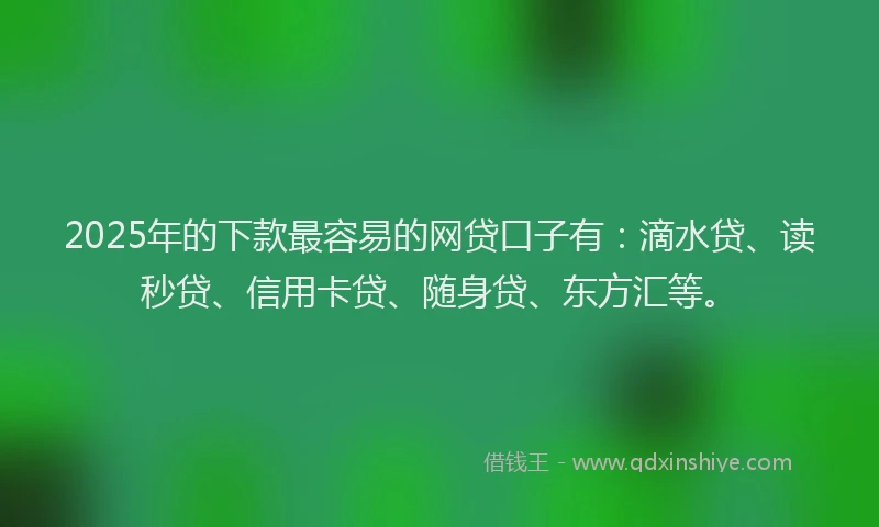 2025年的下款最容易的网贷口子有：滴水贷、读秒贷、信用卡贷、随身贷、东方汇等。