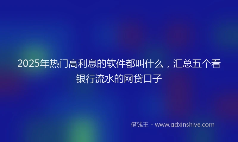 2025年热门高利息的软件都叫什么，汇总五个看银行流水的网贷口子