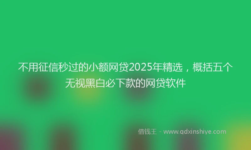 不用征信秒过的小额网贷2025年精选，概括五个无视黑白必下款的网贷软件