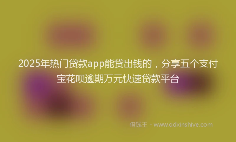 2025年热门贷款app能贷出钱的，分享五个支付宝花呗逾期万元快速贷款平台