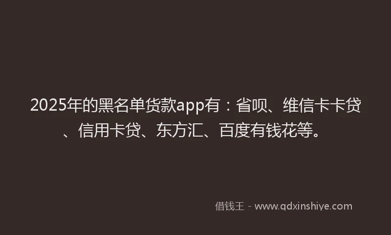 2025年的黑名单货款app有：省呗、维信卡卡贷、信用卡贷、东方汇、百度有钱花等。