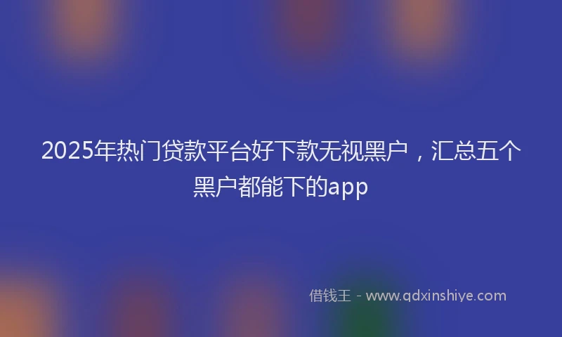 2025年热门贷款平台好下款无视黑户，汇总五个黑户都能下的app