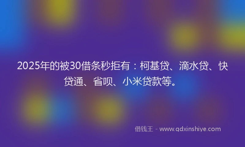 2025年的被30借条秒拒有：柯基贷、滴水贷、快贷通、省呗、小米贷款等。
