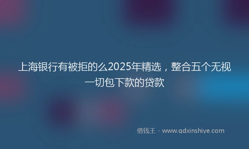 上海银行有被拒的么2025年精选，整合五个无视一切包下款的贷款