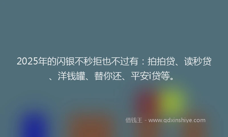 2025年的闪银不秒拒也不过有：拍拍贷、读秒贷、洋钱罐、替你还、平安i贷等。