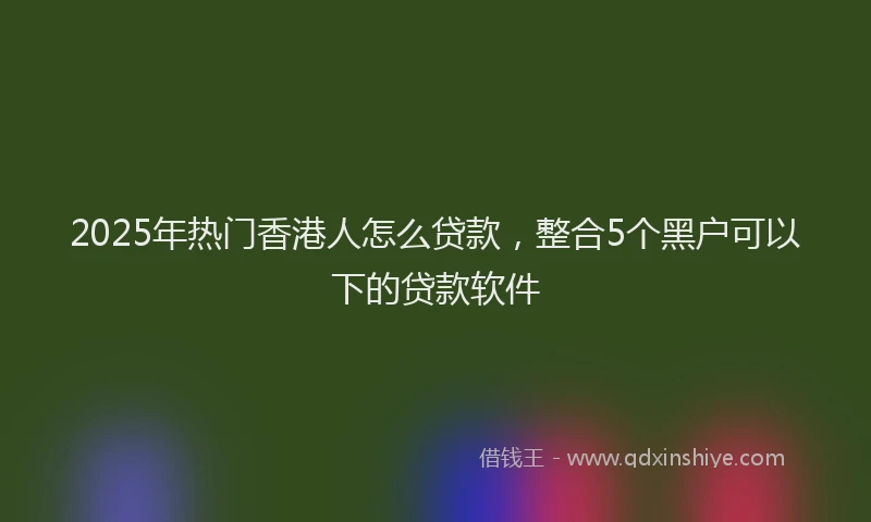 2025年热门香港人怎么贷款，整合5个黑户可以下的贷款软件