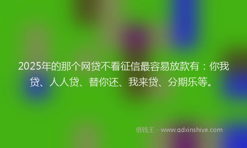 2025年的那个网贷不看征信最容易放款有：你我贷、人人贷、替你还、我来贷、分期乐等。