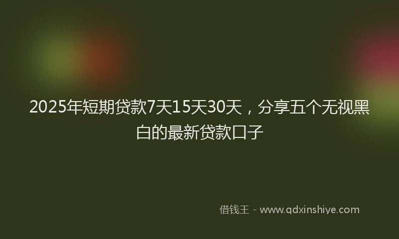 2025年短期贷款7天15天30天，分享五个无视黑白的最新贷款口子