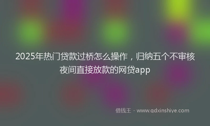 2025年热门贷款过桥怎么操作，归纳五个不审核夜间直接放款的网贷app