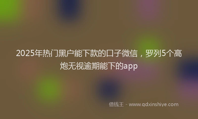 2025年热门黑户能下款的口子微信，罗列5个高炮无视逾期能下的app