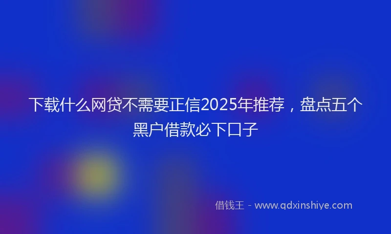 下载什么网贷不需要正信2025年推荐，盘点五个黑户借款必下口子