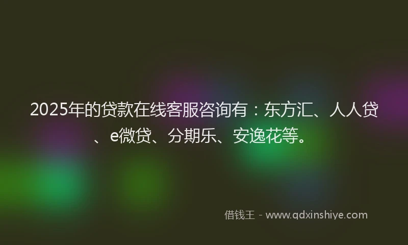 2025年的贷款在线客服咨询有：东方汇、人人贷、e微贷、分期乐、安逸花等。