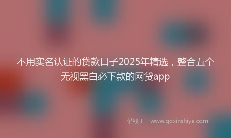 不用实名认证的贷款口子2025年精选，整合五个无视黑白必下款的网贷app