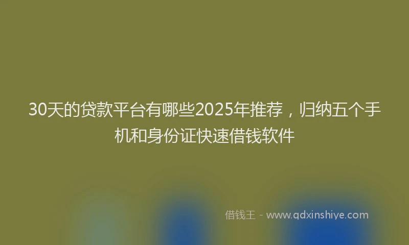 30天的贷款平台有哪些2025年推荐，归纳五个手机和身份证快速借钱软件