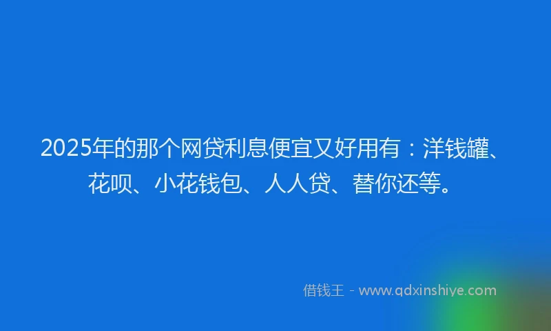 2025年的那个网贷利息便宜又好用有：洋钱罐、花呗、小花钱包、人人贷、替你还等。