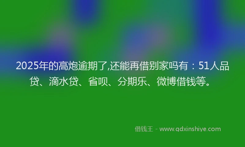2025年的高炮逾期了,还能再借别家吗有：51人品贷、滴水贷、省呗、分期乐、微博借钱等。