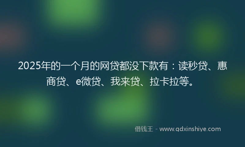 2025年的一个月的网贷都没下款有：读秒贷、惠商贷、e微贷、我来贷、拉卡拉等。