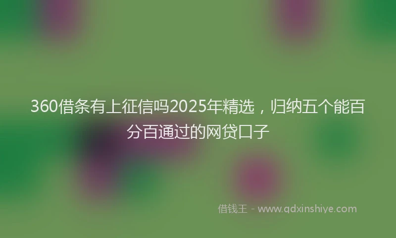 360借条有上征信吗2025年精选，归纳五个能百分百通过的网贷口子