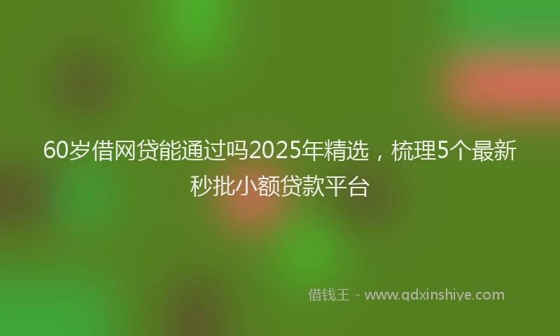60岁借网贷能通过吗2025年精选，梳理5个最新秒批小额贷款平台