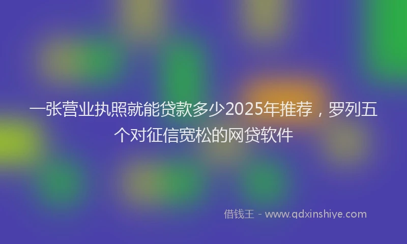 一张营业执照就能贷款多少2025年推荐，罗列五个对征信宽松的网贷软件