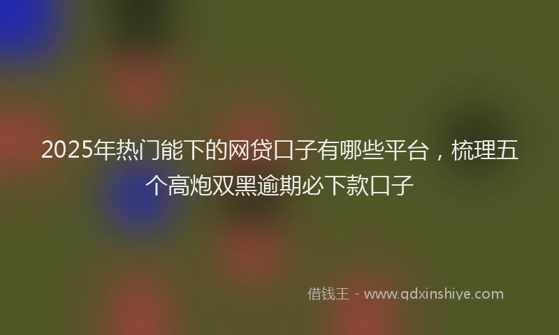 2025年热门能下的网贷口子有哪些平台，梳理五个高炮双黑逾期必下款口子