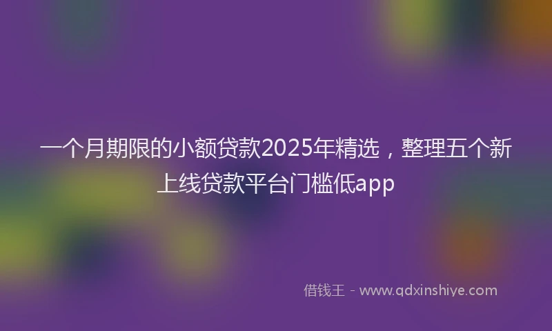 一个月期限的小额贷款2025年精选，整理五个新上线贷款平台门槛低app