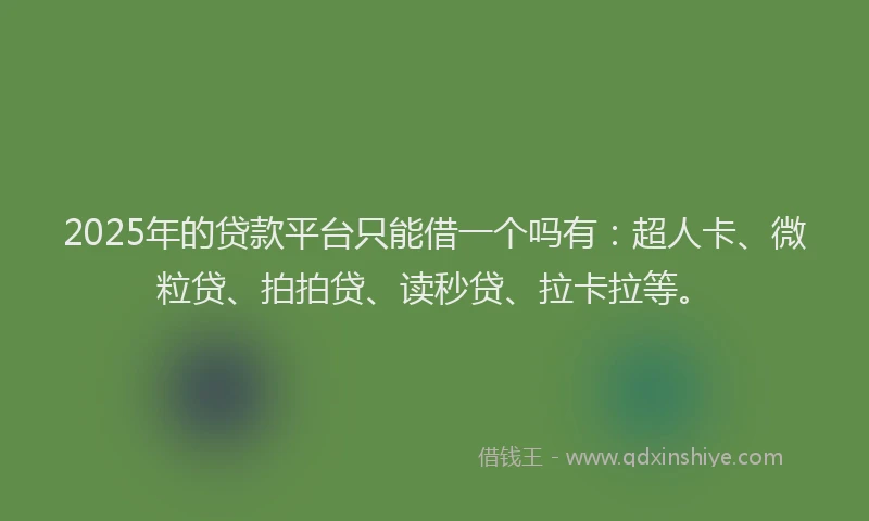 2025年的贷款平台只能借一个吗有：超人卡、微粒贷、拍拍贷、读秒贷、拉卡拉等。