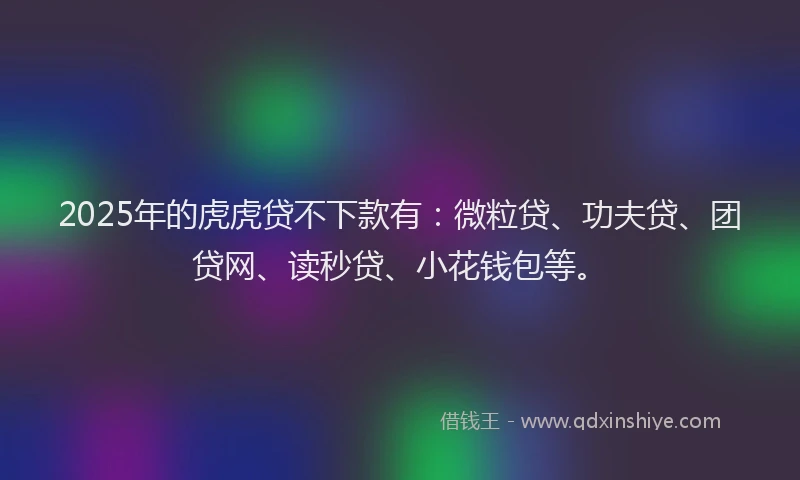 2025年的虎虎贷不下款有：微粒贷、功夫贷、团贷网、读秒贷、小花钱包等。