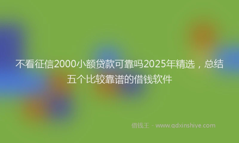 不看征信2000小额贷款可靠吗2025年精选，总结五个比较靠谱的借钱软件