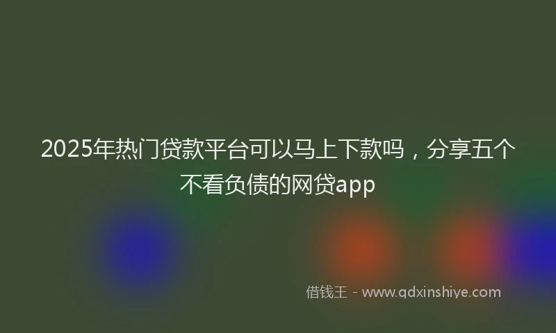 2025年热门贷款平台可以马上下款吗，分享五个不看负债的网贷app