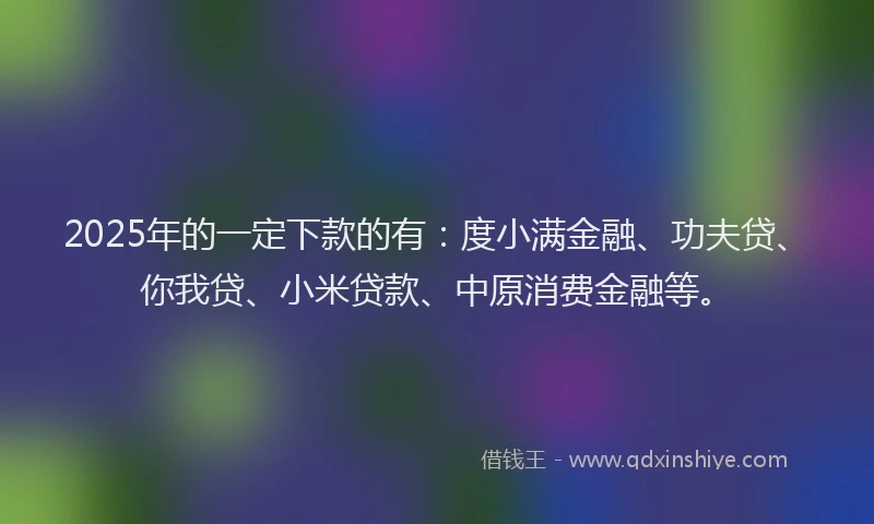 2025年的一定下款的有：度小满金融、功夫贷、你我贷、小米贷款、中原消费金融等。