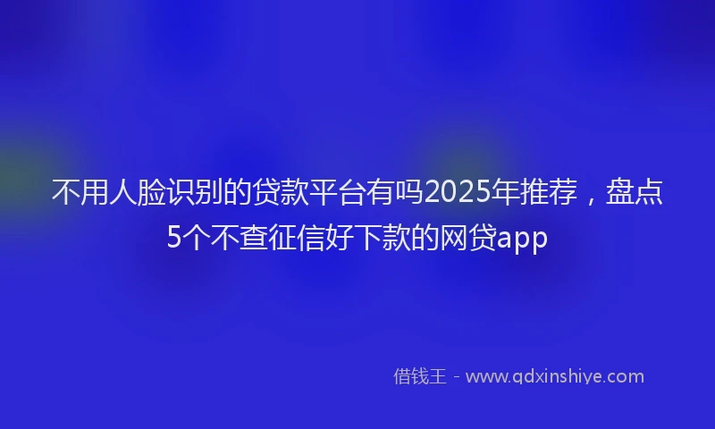 不用人脸识别的贷款平台有吗2025年推荐，盘点5个不查征信好下款的网贷app
