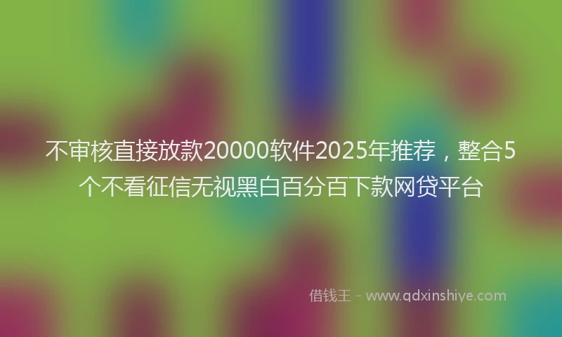 不审核直接放款20000软件2025年推荐，整合5个不看征信无视黑白百分百下款网贷平台