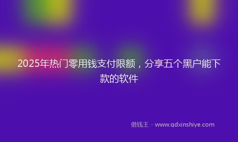 2025年热门零用钱支付限额，分享五个黑户能下款的软件