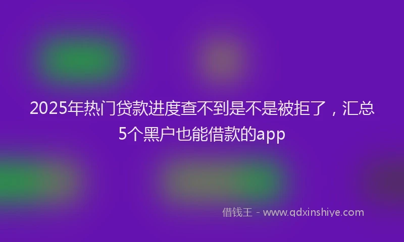 2025年热门贷款进度查不到是不是被拒了，汇总5个黑户也能借款的app