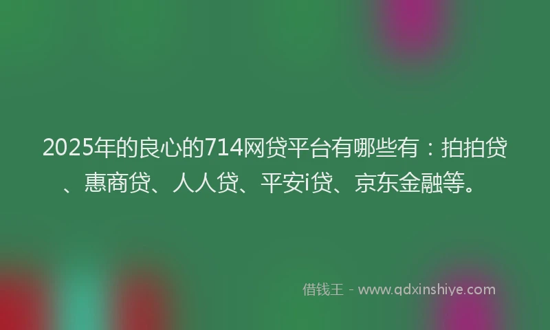 2025年的良心的714网贷平台有哪些有：拍拍贷、惠商贷、人人贷、平安i贷、京东金融等。